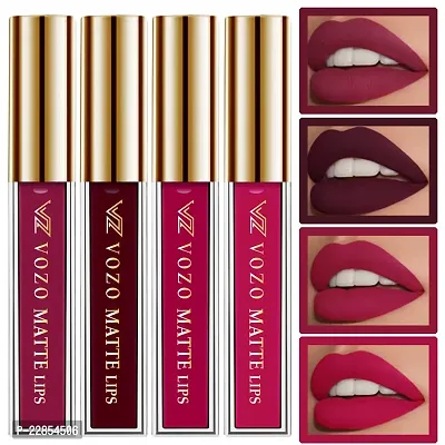 VOZO Vibrant Matte Liquid Lipstick - Long-Lasting  Smudge-Proof (Dark Magenta, Maroon, Passion Pink, Passion Magenta) 16ml