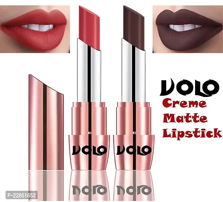 Volo Perfect Creamy with Matte Lipsticks Combo, Lip Gifts to love (Peach, Chocolate)