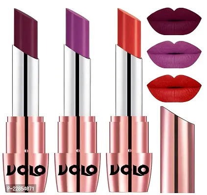Volo Perfect Creamy with Matte Lipsticks Combo, Lip Gifts to love(Wine, Purple, Orange)