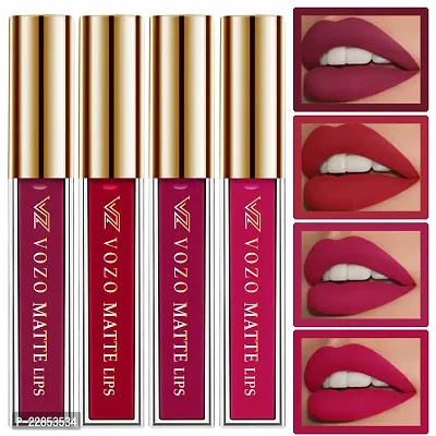 VOZO Vibrant Matte Liquid Lipstick - Long-Lasting  Smudge-Proof (Dark Magenta, Red, Magenta, Passion Magenta) 16ml