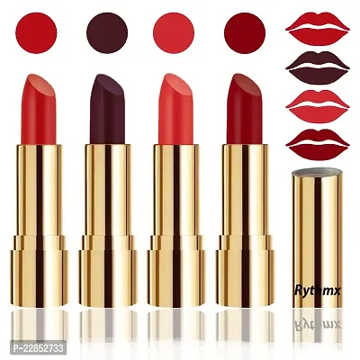 Rythmx Professional Timeless 4 Colors Collection Velvet Touch Matte Lipstick Long Stay on Lips(Reddish Orange, Dark Wine, Orange, Reddish Maroon)