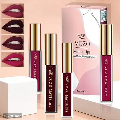 VOZO Bold and Beautiful Matte Liquid Lipstick - Intense Color Payoff (Dark Magenta, Wine, Maroon, Magenta) 16ml