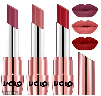 Volo Perfect Creamy with Matte Lipsticks Combo, Lip Gifts to love(Cherry, Light Peach, Tomato Red)-thumb0