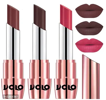 Volo Perfect Creamy with Matte Lipsticks Combo, Lip Gifts to love(Coffee, Chocolate, Pink)-thumb0