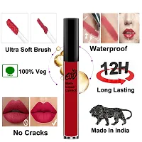 EOD? Soft Matte Kiss Proof Vegan Made in India Liquid Lipstick Long Wearing Set of 2 Lip Gloss(Orangish Red, Red)-thumb3
