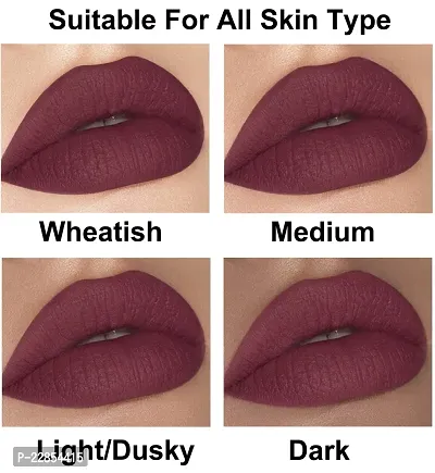 EOD? Soft Matte Kiss Proof Vegan Made in India Liquid Lipstick Long Wearing Set of 2 Lip Gloss(Purple Nude, Blood Red)-thumb5