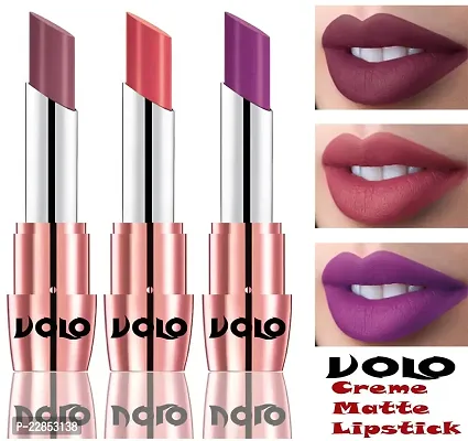 Volo Perfect Creamy with Matte Lipsticks Combo, Lip Gifts to love(Plum, Dark Peach, Purple)