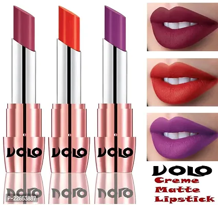 Volo Perfect Creamy with Matte Lipsticks Combo, Lip Gifts to love(Rose Pink, Coral, Purple)-thumb2