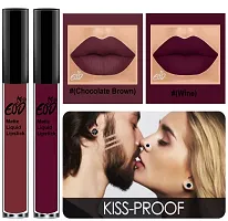 EOD? Elite Collection Long Lasting Waterproof 100% Vegan Made in India Matte Liquid Lipstick Combo of 2 Lip Gloss(Chocolate Brown, Wine)-thumb1