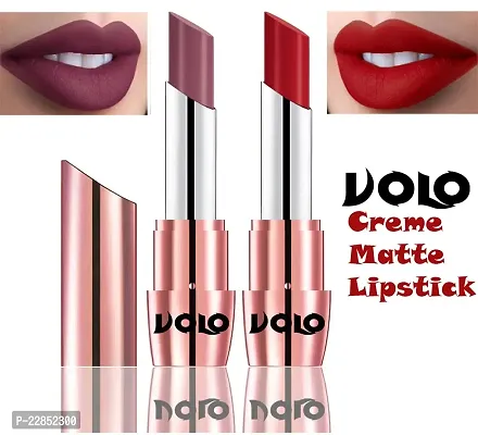 Volo Perfect Creamy with Matte Lipsticks Combo, Lip Gifts to love (Plum, Tomato Red)