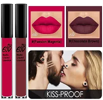 EOD? Elite Collection Long Lasting Waterproof 100% Vegan Made in India Matte Liquid Lipstick Combo of 2 Lip Gloss(Passion Magenta, Chocolate Brown)-thumb1