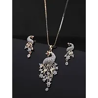 Sunhari Jewels American diamond Peacock Pendant set-thumb3