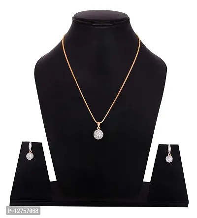 Sunhari Jewels 22 K Gold Plated Full AD Stone Pendant Set for Girls-thumb2