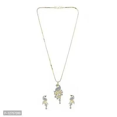 Sunhari Jewels American diamond Peacock Pendant set