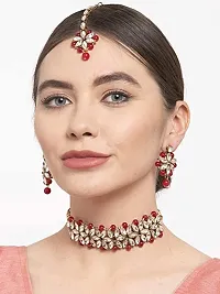 Sunhari Jewels Red moti Choker Necklace set-thumb4