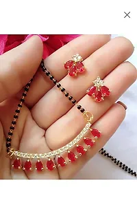 Sunhari Jewels Red Ruby Mangalsutra Set with Black Beaded Chain-thumb2