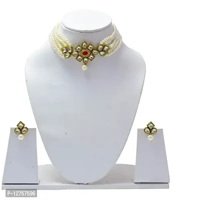 Sunhari Jewels White kundan Choker Necklace set-thumb4