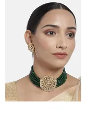 Sunhari Jewels Big Green round Choker Necklace set-thumb4