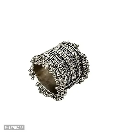 Sunhari Jewels Oxidised Wide Ghungroo Bracelet-thumb3