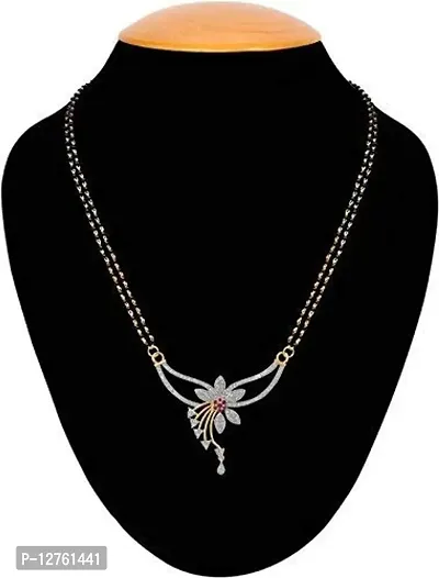 Sunhari Jewels Red Alloy Flower Mangalsutra Set with 24 Inches Long Chain for Women-thumb2