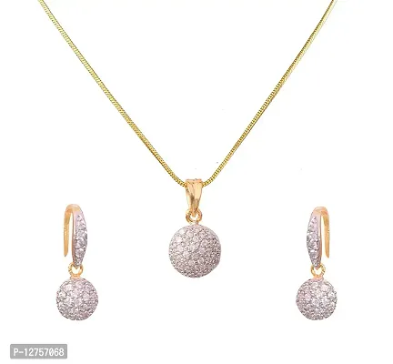 Sunhari Jewels 22 K Gold Plated Full AD Stone Pendant Set for Girls-thumb0