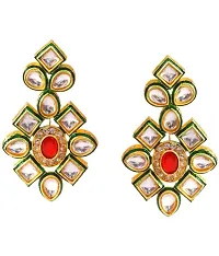 Sunhari Jewels Red Crystal Long Haram Necklace Set-thumb2