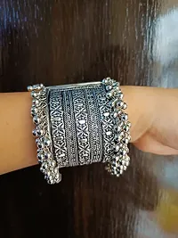 Sunhari Jewels Oxidised Wide Ghungroo Bracelet-thumb3