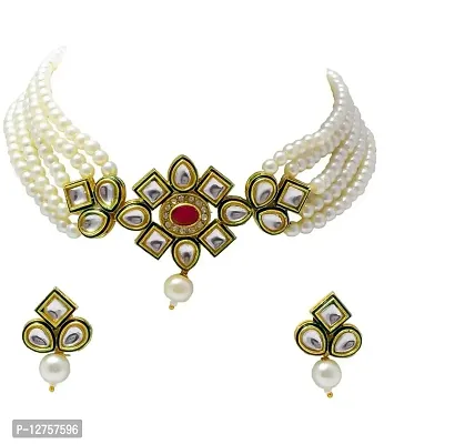 Sunhari Jewels White kundan Choker Necklace set