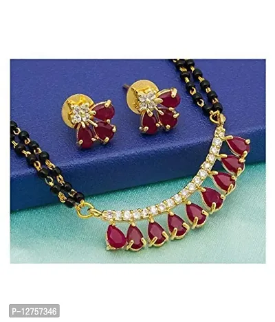 Sunhari Jewels Red Ruby Mangalsutra Set with Black Beaded Chain-thumb2