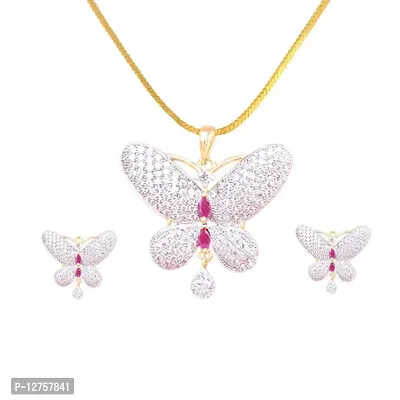 Sunhari Jewels Butterfly Pendant Set for Women and Girls