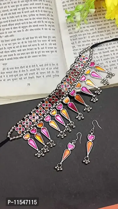 Multicolor Mirror Bindi Necklace-thumb0