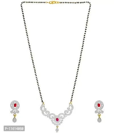 American Diamond Pink Stone Mangalsutra