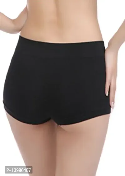 Cotton Blend Black Solid Mid-rise Boy Shorts-thumb2