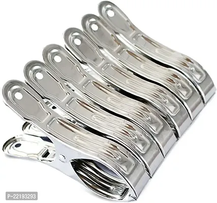 Vastra Large Heavy Duty Metal Clothespins 6 Packs Stainless Steel Clothespin,Big Beach Chair Towel Clips,Clamp for Quilt-thumb0