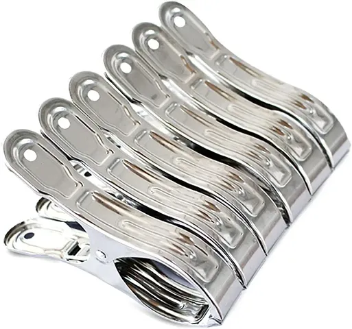 Vastra Large Heavy Duty Metal Clothespins 6 Packs Stainless Steel Clothespin,Big Beach Chair Towel Clips,Clamp for Quilt