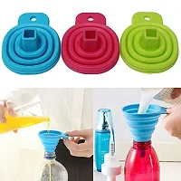 KM Collapsible and Easy to Store Silicone Funnel for Kitchen (Green)-thumb1