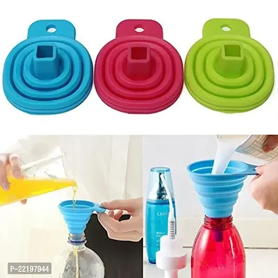 KM Collapsible and Easy to Store Silicone Funnel for Kitchen (Green)-thumb2