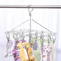 Vastra Laundry Drying Socks Rack Hanger Stainless Steel Cloth Hanger with Clips Metal Clip Hanger(Pack of 1 pc)-thumb3