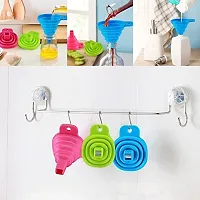 KM Collapsible and Easy to Store Silicone Funnel for Kitchen (Green)-thumb3