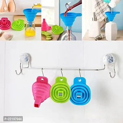 KM Collapsible and Easy to Store Silicone Funnel for Kitchen (Green)-thumb4