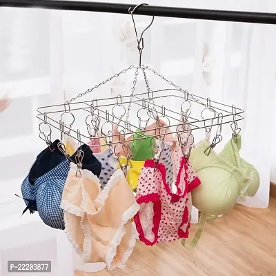Vastra Stainless Steel Laundry Drying Hanger Rack with 20 Clips/pegs-thumb2