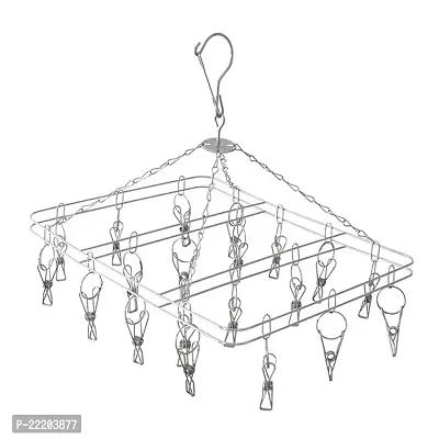 Vastra Stainless Steel Laundry Drying Hanger Rack with 20 Clips/pegs-thumb0