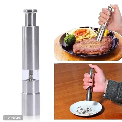 AADYA Hot Sale Stainless Steel Thumb Push Salt Pepper Grinder Spice Sauce Mill Tool Kitchen Gadget