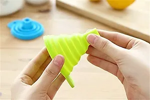 KM Collapsible and Easy to Store Silicone Funnel for Kitchen (Green)-thumb2