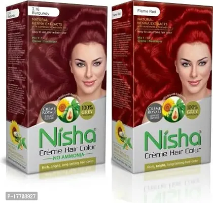 Nisha Pack 3.16 Burgundy + Flame Red (60gm + 90ml + 18ml Conditioner) , 3.16 Burgundy + Flame Red  new-thumb0