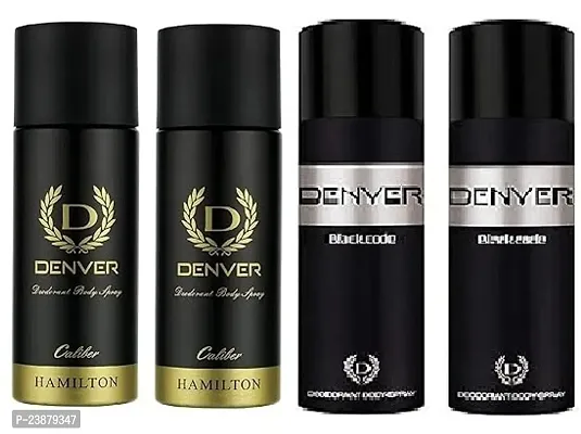 Denver caliber 50ml 2pics  black code 50ml 2 pics Body freshness  Deodorant Spray - For Men ( 200ml,pack of 4)