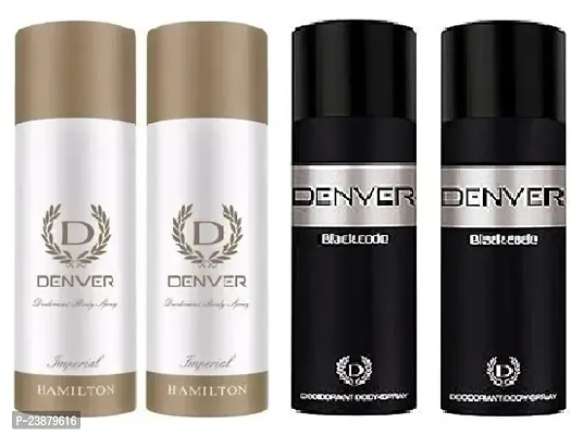 Denver imperial 50ml 2pics  black code 50ml 2pics  Body Deodorant Spray - For Men ( 200ml,pack of 4)-thumb0