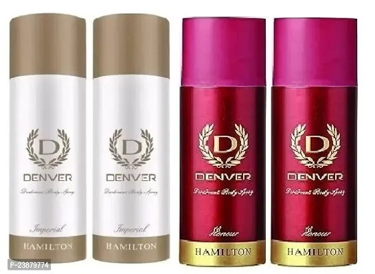 denver imperial 50ml 2pics  honour 50ml 2pics Body Deodorant Spray - For Men-women ( 200ml, pack of 4)