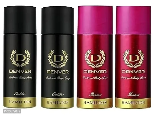 Denver caliber 50ml 2pics  honour 50ml 2 pics -Body Deodorant Spray - For Men -women ( 200ml,pack of 4)