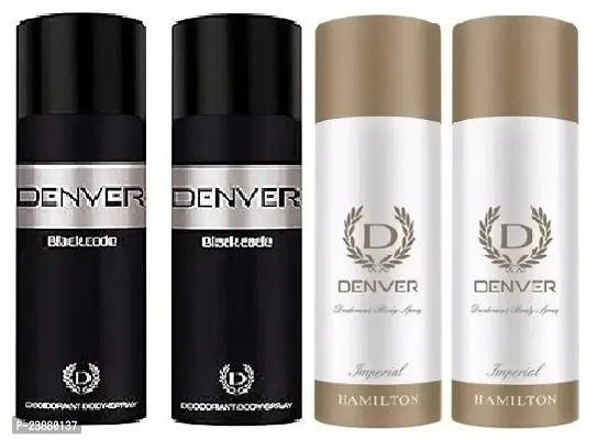 Denver  black code 50ml 2pics  imperial 50ml 2pics Body Deodorant Spray - For Men -women ( 200ml,pack of 4)